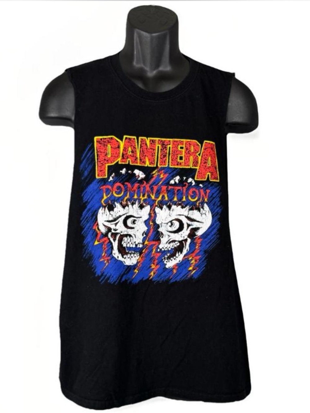Pantera Domination Skulls Metal black cutoff sleeveless tee muscle tank size L